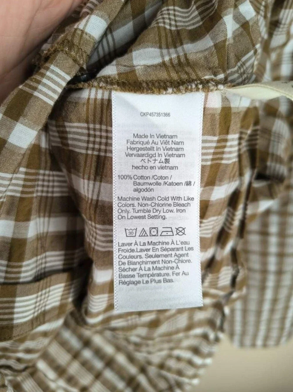 Madewell Westover Top in Sandown Plaid Weathered Olive Size 6